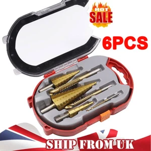 6Pcs 4mm-32mm Spiral Step Cone Drill Bit Titanium Nitride Coat Metal Hole Cutter - Picture 1 of 14