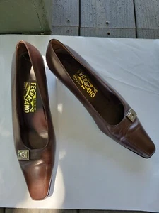 Salvatore Ferragamo Womens US size 9 2A Logo Leather Brown color Shoes - Picture 1 of 10