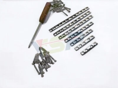 4.5MM DCP Narrow Plates 4-12 Holes With Cortical Screw 87 Pieces Set SS 316L - Image 1 of 2