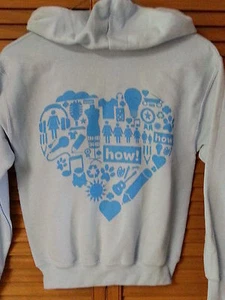 Girl Scouts Gildan Heavy Cotton Fleece Lined Zip-Up Hoodie Themed "HOW" SZ Med - Picture 1 of 3