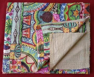 Indian Handmade Cotton Kantha Quilt King Size Bedspreads Coverlet Bedcover Quilt - Picture 1 of 5