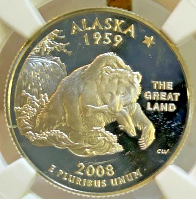 2008-S Silver Alaska, State,  Washington Quarter PF70 UC by NGC, Beautiful Coin - Image 1 of 4