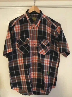 Camel Trophy Mens Size XL Navy Check Short Sleeve Shirt Adventure Wear Pockets - Image 1 of 4