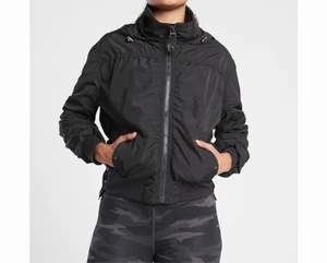 NWT Women’s Athleta Point Reyes Bomber Jacket Black Size Small Water resistant - Picture 1 of 11