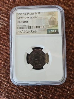 1746 VOC N.E. Indies Duit NGC Genuine New York Penny NGC GENUINE  - Image 1 of 4