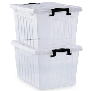 22 QT Clear Plastic Storage Bins with Lids Stackable and Nestable Storage Box... - Picture 1 of 8