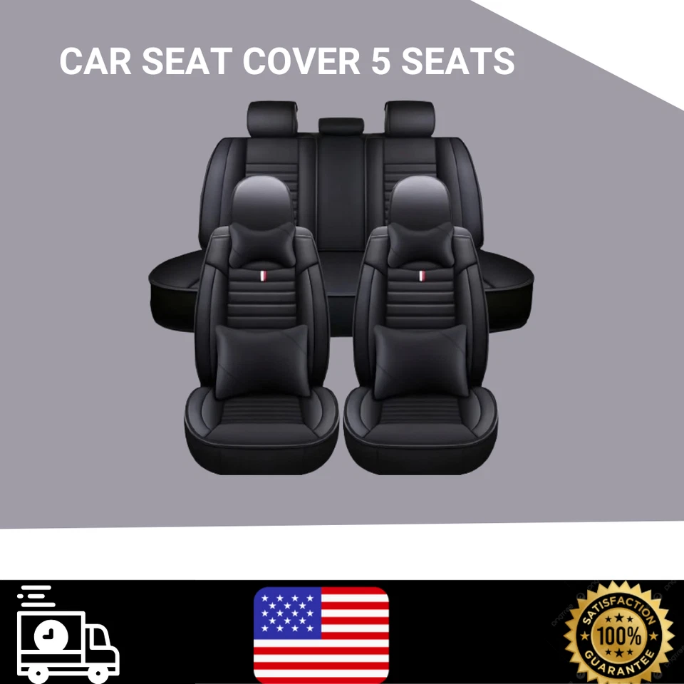 For All Volkswagen Jetta Car Seat Cover 9pc Front Rear Premium Leatherette Black - Image 1 of 4