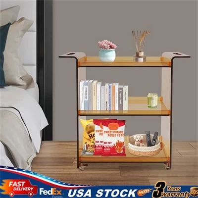 Carro de cocina con ruedas 3 niveles carro de PC móvil carro de servicio rodante marrón oscuro Foto 1 de 4