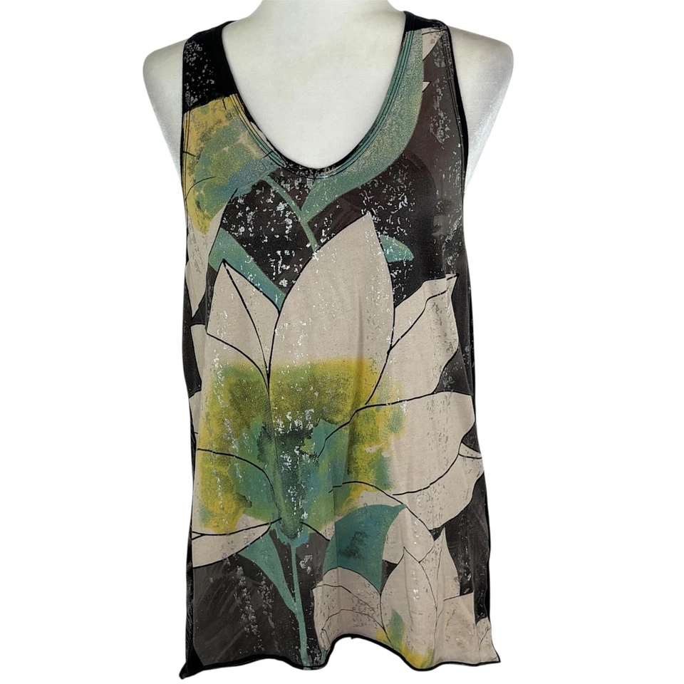 Camiseta sin mangas Custo Chic alta ilustración Barcelona talla única Y2K arte floral para usar Foto 1 de 4