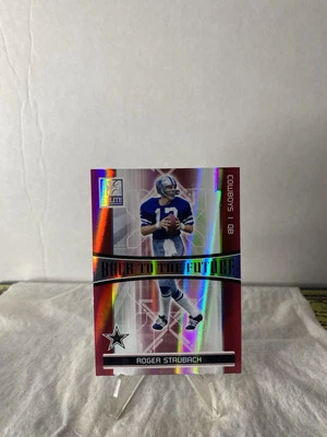 2006 Donruss Elite Back to the Future Red /250 Drew Bledsoe Roger Staubach HOF - Image 1 of 2