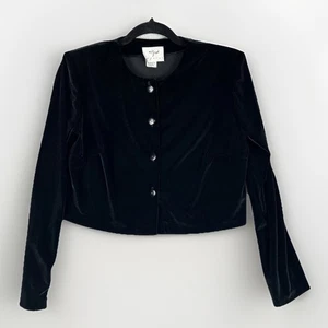 Vintage Vision Apparel Jacke Damen M Schwarz Samt Velour Crop Whimsigoth USA - Bild 1 von 7