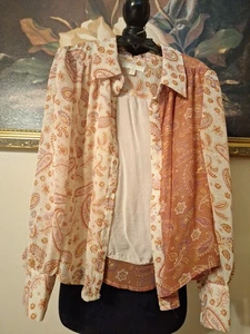 Chelsea & Violet Mädchen Western Paisley Knopfleiste Bluse Langarm transparent Medium - Bild 1 von 3