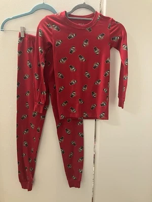 Polo Ralph Lauren 儿童睡衣套装红色雪橇熊长约翰裤 12 码 — 第 1/3 张图片