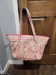 Vera Bradley Capri Melon Shoulder Bag Handbag Tote Pink, Green, Yellow Paisley - Picture 1 of 6