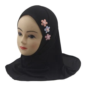 Muslim Kids Girls Flower Hijab Turban Cap Instant Hat Shawl Wrap Headscarf 2-6Y - Picture 1 of 50