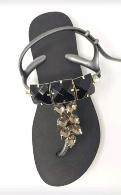 Women's Havaianas Black colour customized hand made UK size 4 5,6.5 & 8 - Image 1 of 3