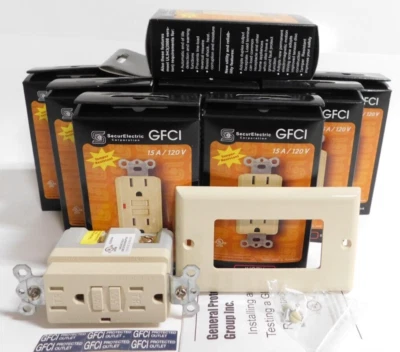 [10 Pack] 15 Amp GFCI Outlet, Tamper-Resistant(TR) GFI UL Listed IVORY & Covers