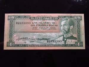 Ethiopia 1 Dollar 1966 Unc a8h3393 P25 Haile Selassie I ኢትዮጵያ National Bank - Picture 1 of 2