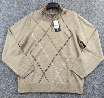 Suéter Tricots St. Raphael para hombre talla L marrón jaspeado 1/4 cremallera suéter cuello falso Foto 1 de 4