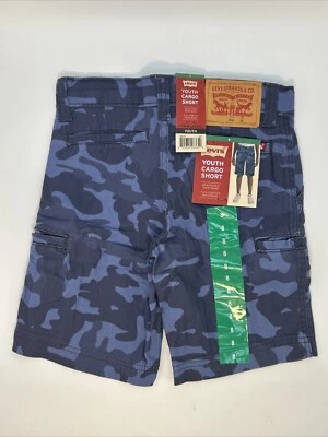 Levi Strauss & Co. Youth Cargo Short, Size 8, Flex/stretch Waist, Blue Camo, New - Image 1 of 4