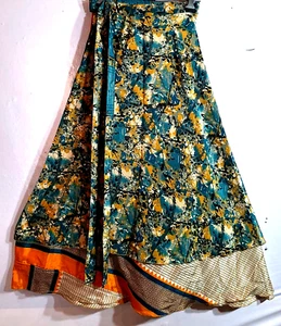 Incredible-art Vintage Silk Sari Magic Wrap Skirt Reversible Double Layer skirt - Picture 1 of 6