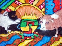 Guinea Pig Drinking Coffee Art Print 8x10 Small Pet Collectible Signed by Artist