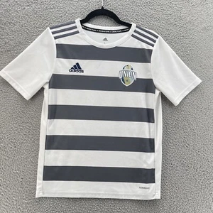 Adidas Sacramento FC Soccer Union Top Large L 13-14Y Number 15 White Grey Stripe - Picture 1 of 10