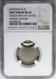 2000-D (?) 5C NGC MS66 MINT ERROR JEFFERSON ~ 85% OFF CENTER & UNIFACE REV! - Picture 1 of 4