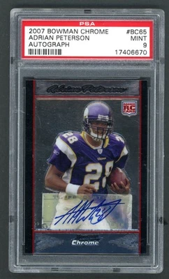 2007 Bowman Chrome Adrian Peterson RC AUTO #BC65 PSA 9 MINT - Image 1 of 2
