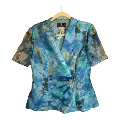 Chaqueta Alex Evenings para mujer talla mediana floral azul transparente Foto 1 de 3