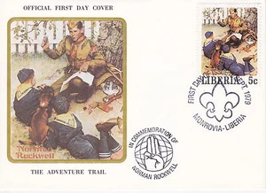 1979 LIBERIA SCOUTING / NORMAN ROCKWELL COMMEM.FDC COVER - THE ADVENTURE TRAIL - Picture 1 of 1