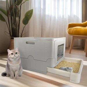 Cat Litter Tray Box Anti-Spillage Kittens Enclosed Pan Corner Toilet Loo Filter - Picture 1 of 10