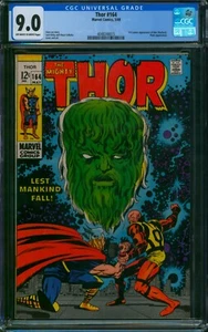 Thor #164 🌟 CGC 9.0 🌟 3rd Cameo App of HIM - Warlock! Mighty Marvel Comic 1969 - Imagen 1 de 2