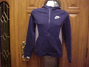 NIKE HOODIE JACKET WITH ATTACHED HOOD NAVY BLUE & GRAY BOY'S SIZE LARGE - Picture 1 of 6