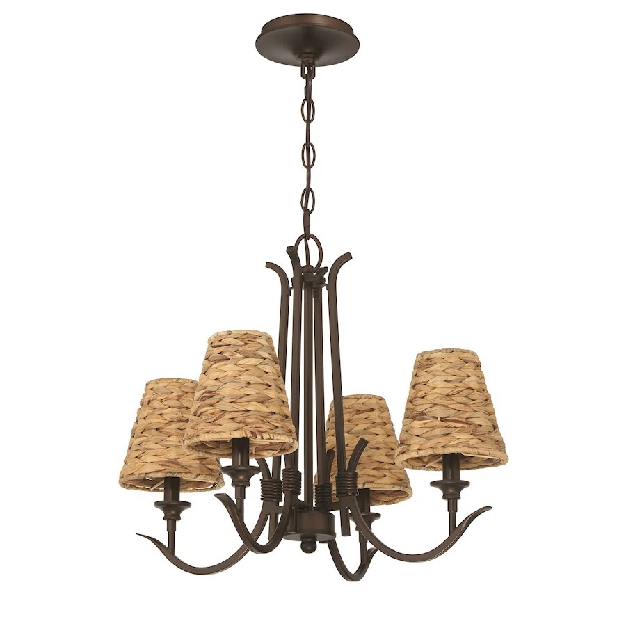 Craftmade Kokomo 4 Light Chandelier, Aged Bronze/Natural Sea - 58324-ABZ - Image 1 of 1