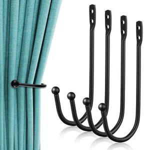 4 PCS Black Curtain Tie Backs Decorative Drapery Holders for Wall, Curtain - Picture 1 of 7
