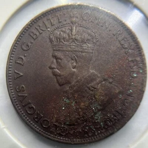 1930 Half Penny Coin - Extremely Fine Verdigris - George V Predecimal Australia - Picture 1 of 2
