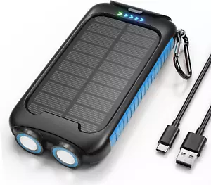 Solar Charger Power Bank, 38800Mah Portable Phone Charger with 1 Type-C & 2 USB- - Picture 1 of 12