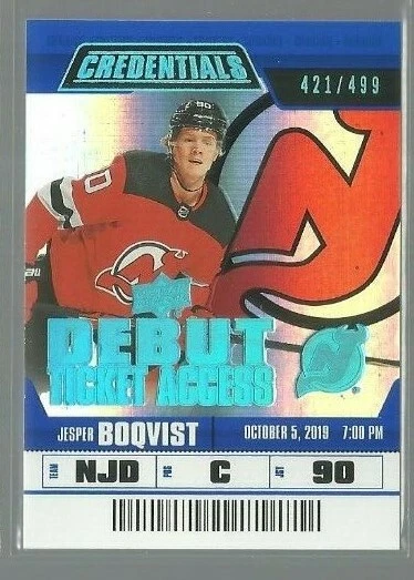 2019-20 Upper Deck Credentials #130 Jesper Boqvist 421/499 RC (ref 93138) - Image 1 of 1