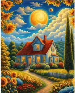 Landscape Paint by Numbers Kit for Adults, Spring Scenery Paint by Number on Can - Picture 1 of 8