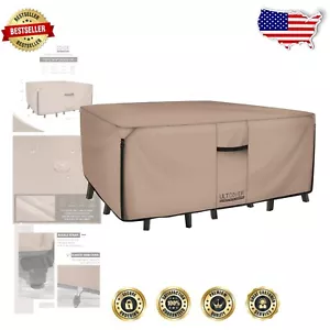 Heavy-Duty 600D Waterproof Rectangular Table Cover for Outdoor Furniture - Picture 1 of 9