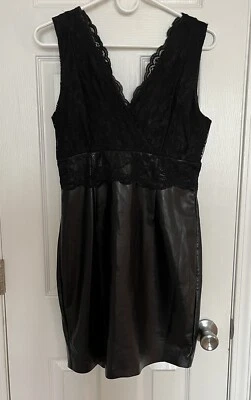 Guess Dress Lace and Faux Leather Bottom Black Size Medium - Image 1 of 4