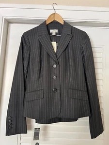 LOFT Grey Striped Business Suit – Blazer Size 4 & Pants Size 0 - Picture 1 of 6