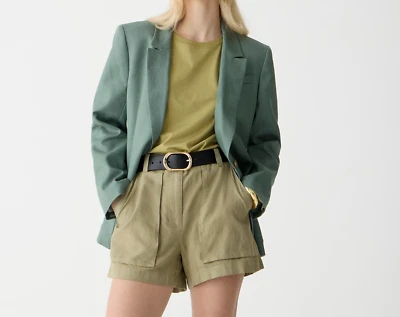 JCREW Talla 6 Seaside cargo lino corto TENCEL trade lyocel CAQUI MADERA mujer K Foto 1 de 4