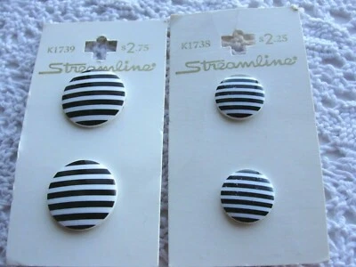 Lote Botones Estate Negro Blanco Rayas Botones 4 Nuevo de Lote Antiguo Madre Hija A Juego M09 Foto 1 de 3
