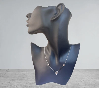 collana donna argento 925 anallergico rodiato stelle stella lucida - Immagine 1 di 4