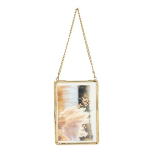 Metallo Antico Ottone e Vetro Foto Cornice Appesa Ritratto Casa / Decorazione - Imagen 1 de 9