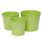 Factory Direct Craft Solid Spring Green Color Round Tin Planter Set | Set o