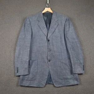 Chaqueta CANALI Para Hombre 44L/54 Azul Seda Lino Lana Blazer Abrigo Deportivo Forrado Verano - Imagen 1 de 18