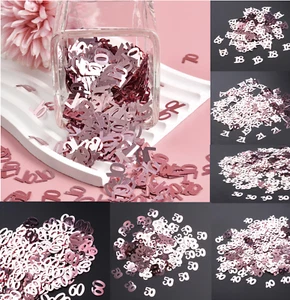 Confetti ROSE GOLD NUMBER Birthday Party Table Decorations Sprinkles Scatter LGT - Picture 1 of 33
